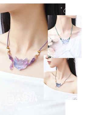 古风项链小狐妖狐狸面具项链新中式狐狸编织吊坠项链新款国风时尚