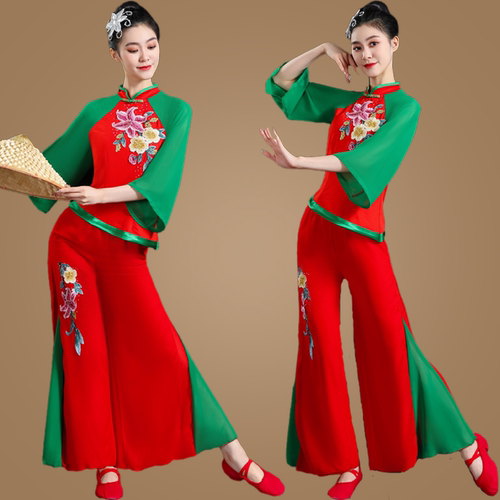 广场舞秧歌演出服漂亮好看绣花