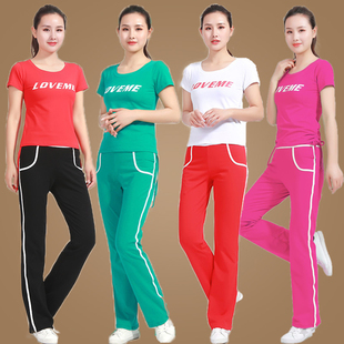 短袖 杨丽萍广场舞蹈服装 新款 春夏季 运动服女健身跳舞衣鬼步舞 套装