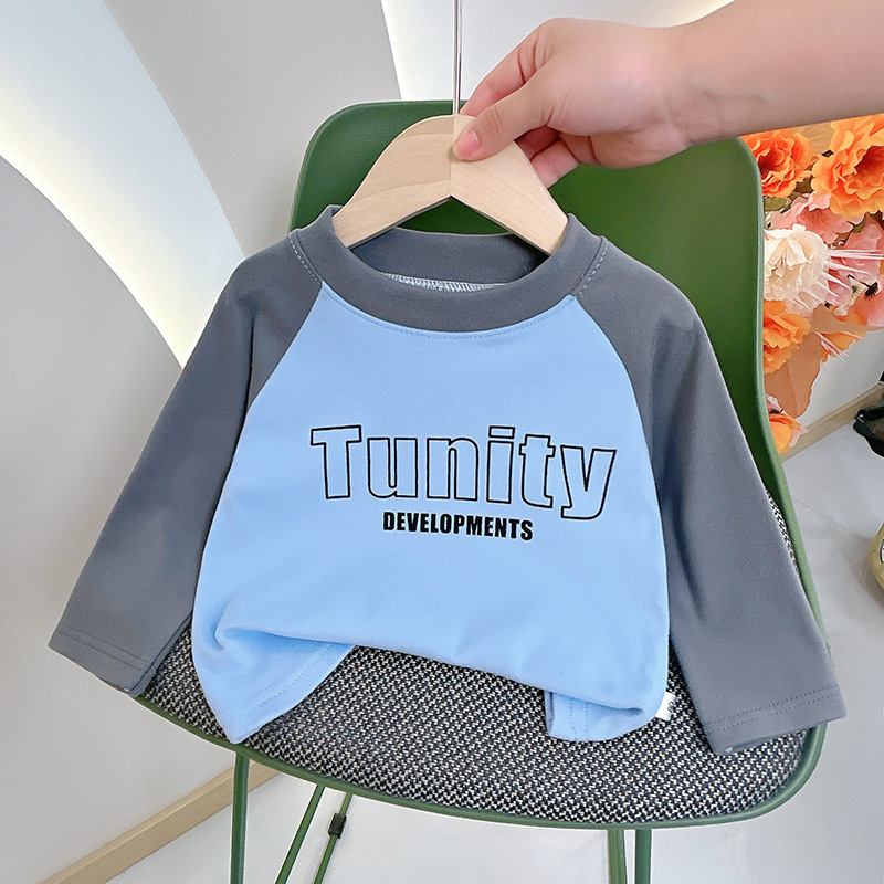 新款儿童t恤秋冬打底衫男童长袖中小童装韩版宽松女童套头衫秋衣
