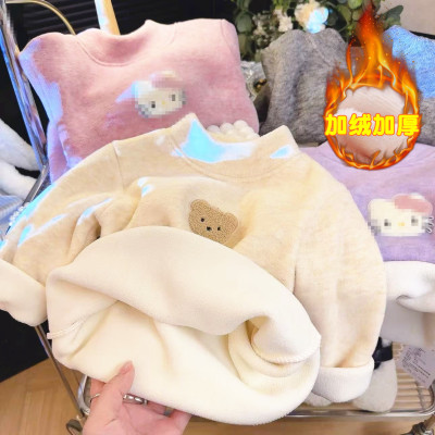 加厚打底衫儿童加绒内衣男女童考拉绒冬季内搭半高领防寒保暖上衣