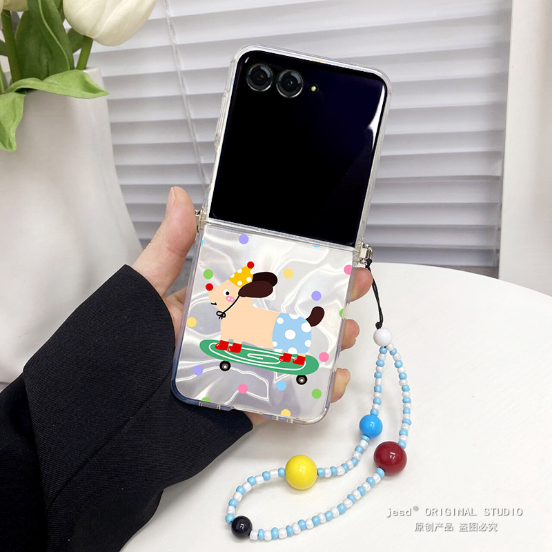 卡通腊肠狗适用摩托罗拉moto razr50ulta手机壳斜挎折叠屏Razr50Ultra保护套女razr50新款挂绳防摔ins风超薄