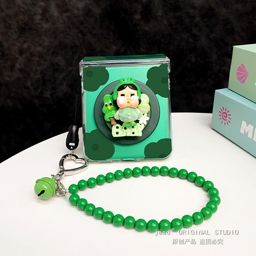 青蛙女孩磁吸支架适用三星zflip765手机壳PuraX折叠屏p50宝盒pockets新款pocket2/s小米mixflip2保护套n3flip