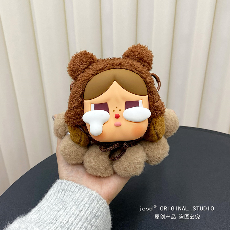 可爱卡通哭娃零钱包适用三星zflip6/5/4/3折叠屏手机壳女新款pocket2保护套n3flip小米mixflip荣耀magicvflip