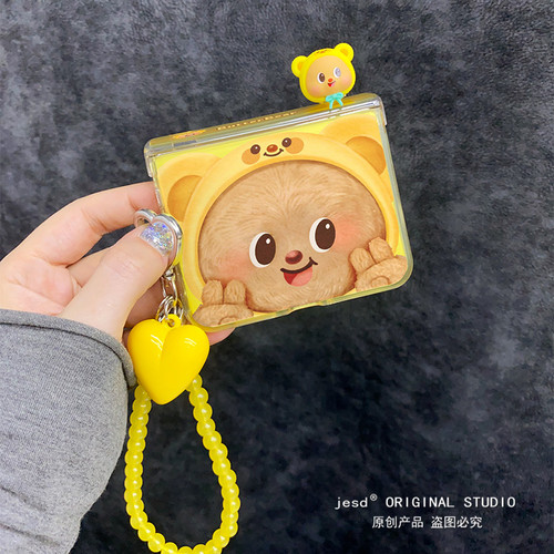 可爱卡通黄油小熊适用三星zflip765手机壳novaflip新款PuraX小米mixflip2保护套荣耀magicvflip折叠屏pocket2