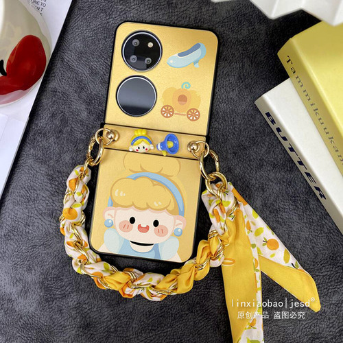 铰链全包适用于华为Pocket2手机壳P50Pocket新款皮纹保护套PocketS宝盒南瓜少女丝巾手链挂绳