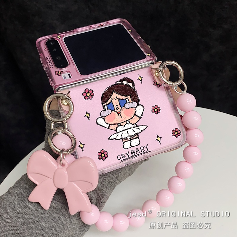 可爱卡通哭娃跳芭蕾舞适用荣耀MagicVFlip2手机壳华为p50Pocket2/s折叠屏novaFlip新款PuraX典藏版阔屏保护套