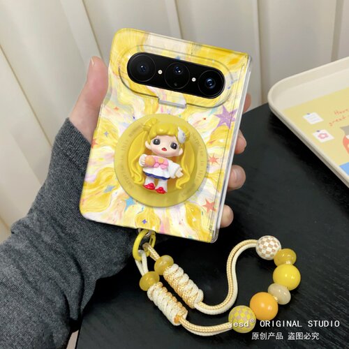 韩系ins美少女战士支架适用华为puraxmax手机壳新款带挂绳Pura X2典藏版x全包中轴铰链磁吸保护Max折叠屏防摔