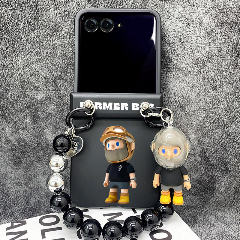 酷黑赛车男友适用摩托罗拉moto razr50ulta手机壳斜挎珠链条折叠屏Razr50保护套女款超薄防摔新款可背带挂绳