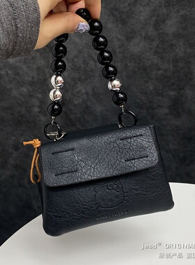 高级感黑色可爱KT猫零钱包适用三星zflip567折叠屏purax手机壳荣耀vflip2华为pocket2小米mixflip2/n3flip