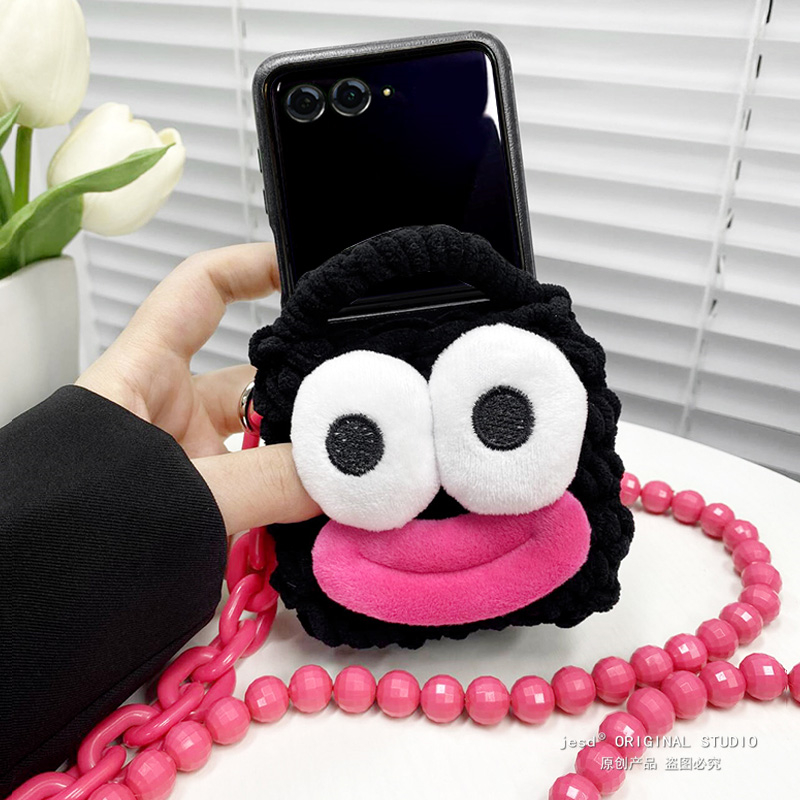 搞怪趣味香肠嘴耳机零钱包适用摩托罗拉moto razr50ulta手机壳斜挎折叠屏Razr50皮质保护套超薄防摔新款挂绳