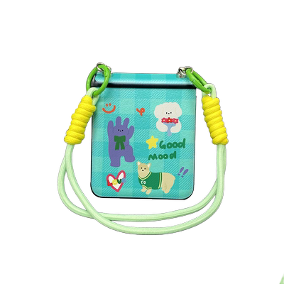 格子小狗兔子铰链全包适用于OPPOFindN3Flip手机壳findn2flip保护套oppo小折叠屏新款n3flip手链斜挎女