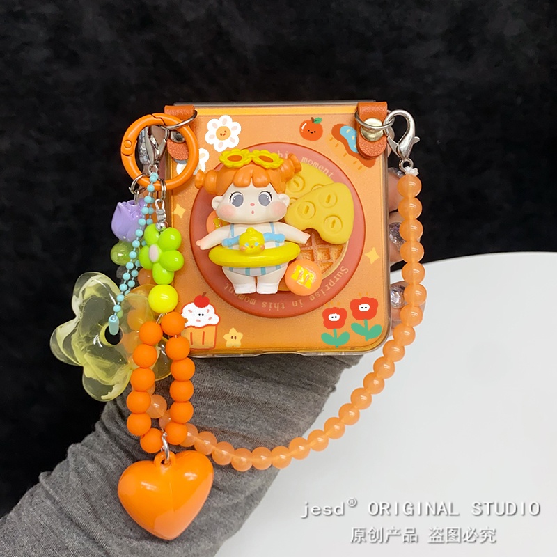 可爱软萌涂鸦泳圈少女磁吸支架适用华为purax手机壳n3flip荣耀vflip2三星zflip7折叠屏小米mix新款p50pockets