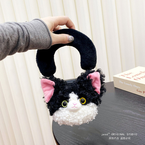 毛绒猫咪零钱包适用三星zflip6/5/4/3折叠屏手机壳n2/n3flip保护套oppo皮纹xflip硬p50pocket挂绳2代pocket2