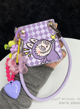 芋泥紫色菱格适用三星zflip7fe折叠屏n3flip手机壳pura x小米mixflip2龇牙小怪兽pocket2新款razr60荣耀vflip