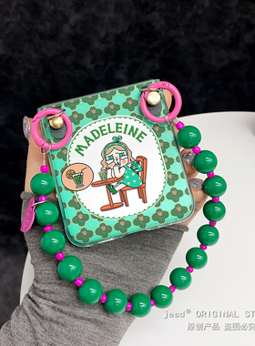 韩系ins小众绿色花朵哭娃适用荣耀MagicVFlip2手机壳华为Pocket2/s折叠屏novaFlip新款PuraX典藏版阔屏保护套