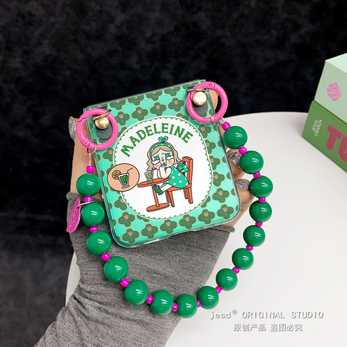 韩系ins小众绿色花朵哭娃适用摩托罗拉razr50手机壳razr60ultra新款Moto razr50ultra保护套卡通可爱网红潮壳