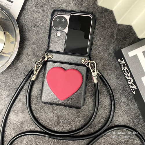 铰链全包适用于OPPOFindN3Flip手机壳findn2flip保护套oppo小折叠屏新款玫红爱心支架n3flip手链斜挎女