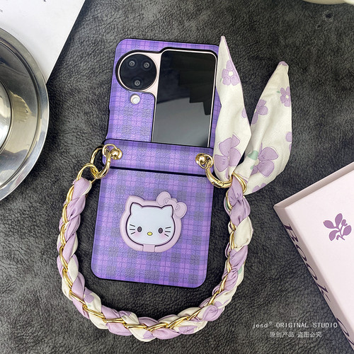 铰链全包适用于OPPOFindN3Flip手机壳findn2flip保护套oppo小折叠屏新款n3flip猫咪支架指环丝巾手链斜挎女