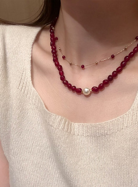 石榴石晴水项链显瘦幼儿配套红军平价太后碎金女款男款2024新款