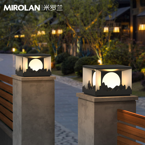 太阳能柱头灯新中式大门灯门柱灯户外庭院灯别墅围U墙灯院门柱子