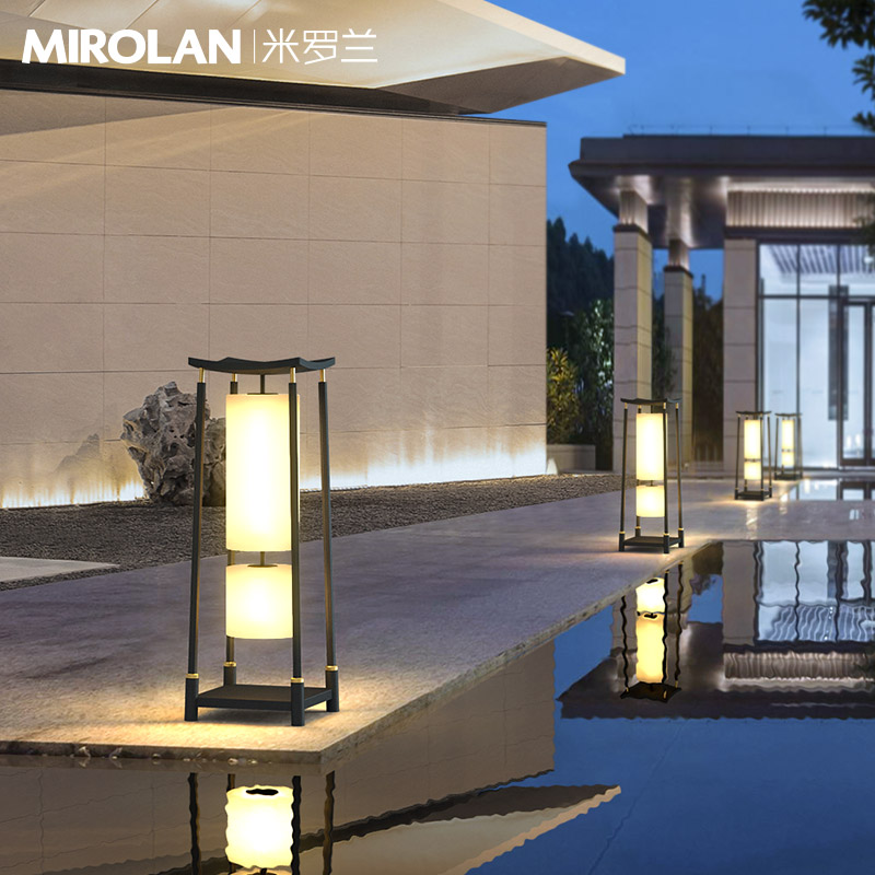 太阳能庭院灯新中式落地灯户外草坪灯防水别墅花园V灯室外院子地