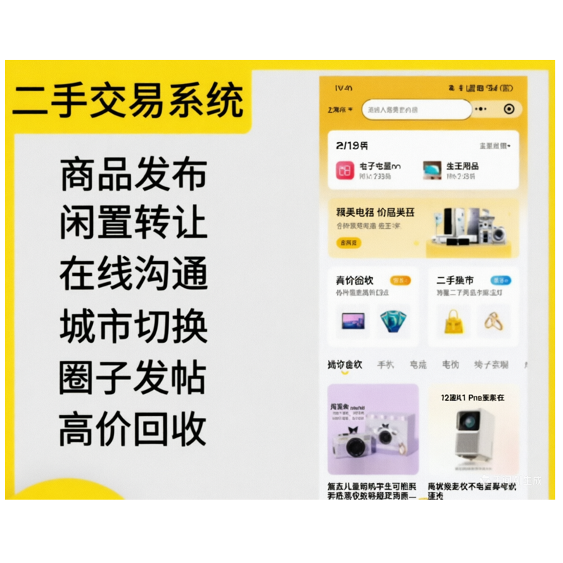 二手同城交易小程序源码搭建设闲置商品回收发布平台买卖聊天平台