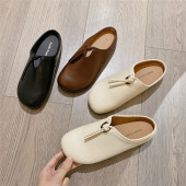 新款 拖鞋 韩版 懒人乐福鞋 女 平底鞋 复古舒适包头半拖女外穿2026春季