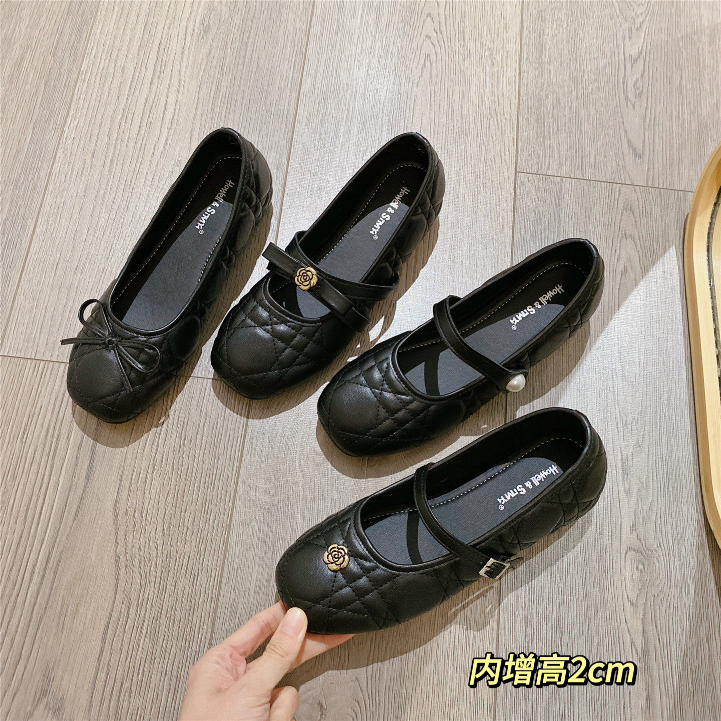 玛丽珍鞋蝴蝶结黑色茶花单鞋女2026春季新款韩版内增高浅口豆豆鞋,女鞋,浅口单鞋,淘宝优惠券,粉丝福利购,淘宝优惠卷