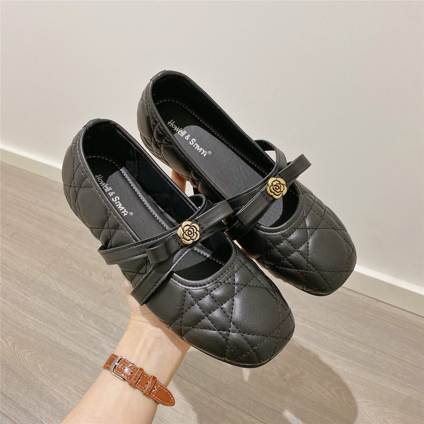 玛丽珍鞋蝴蝶结黑色茶花单鞋女2026春季新款韩版内增高浅口豆豆鞋