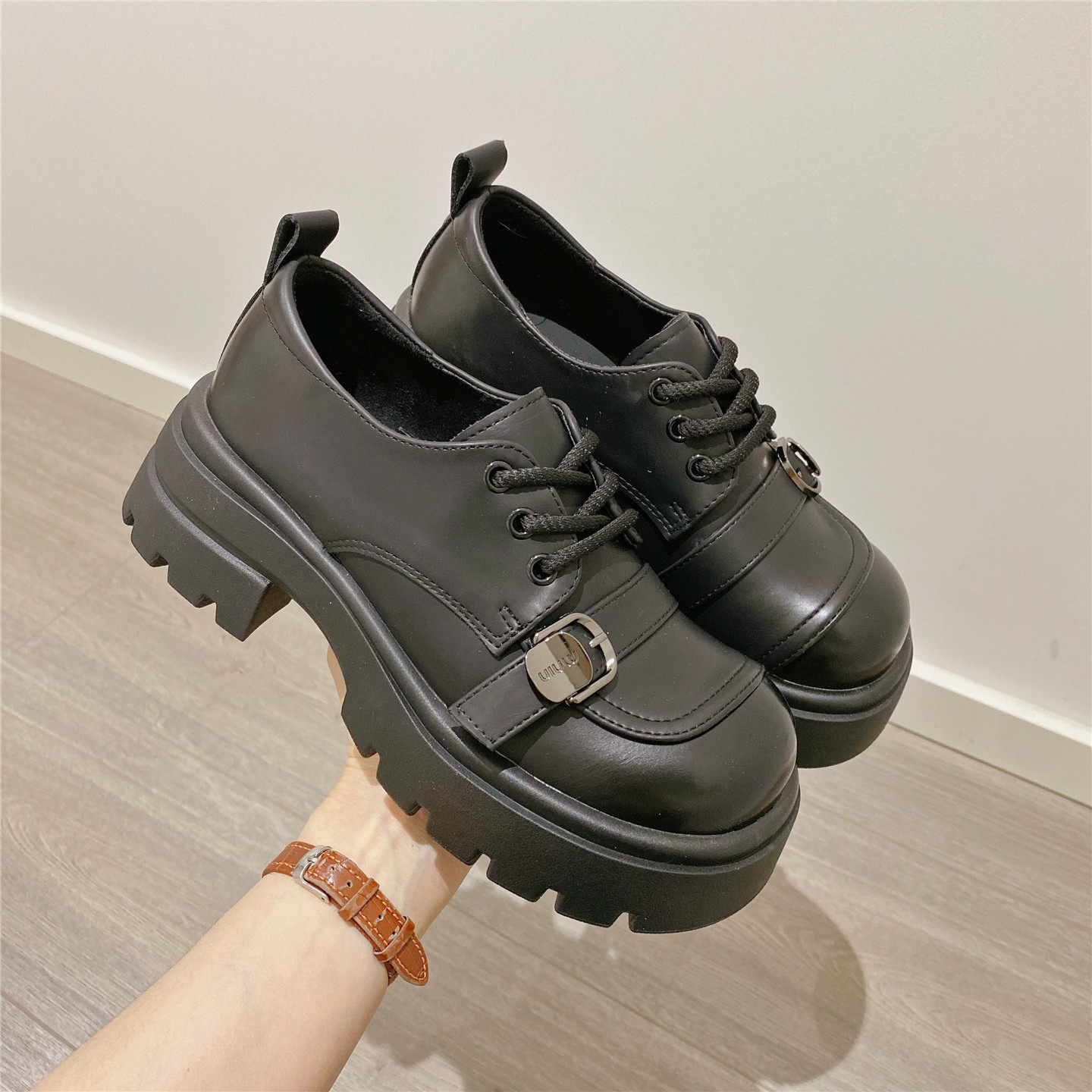 黑色小皮鞋系带厚底粗跟单鞋女2026春季新款韩版玛丽珍鞋乐福鞋女,女鞋,深口单鞋,淘宝优惠券,粉丝福利购,淘宝优惠卷
