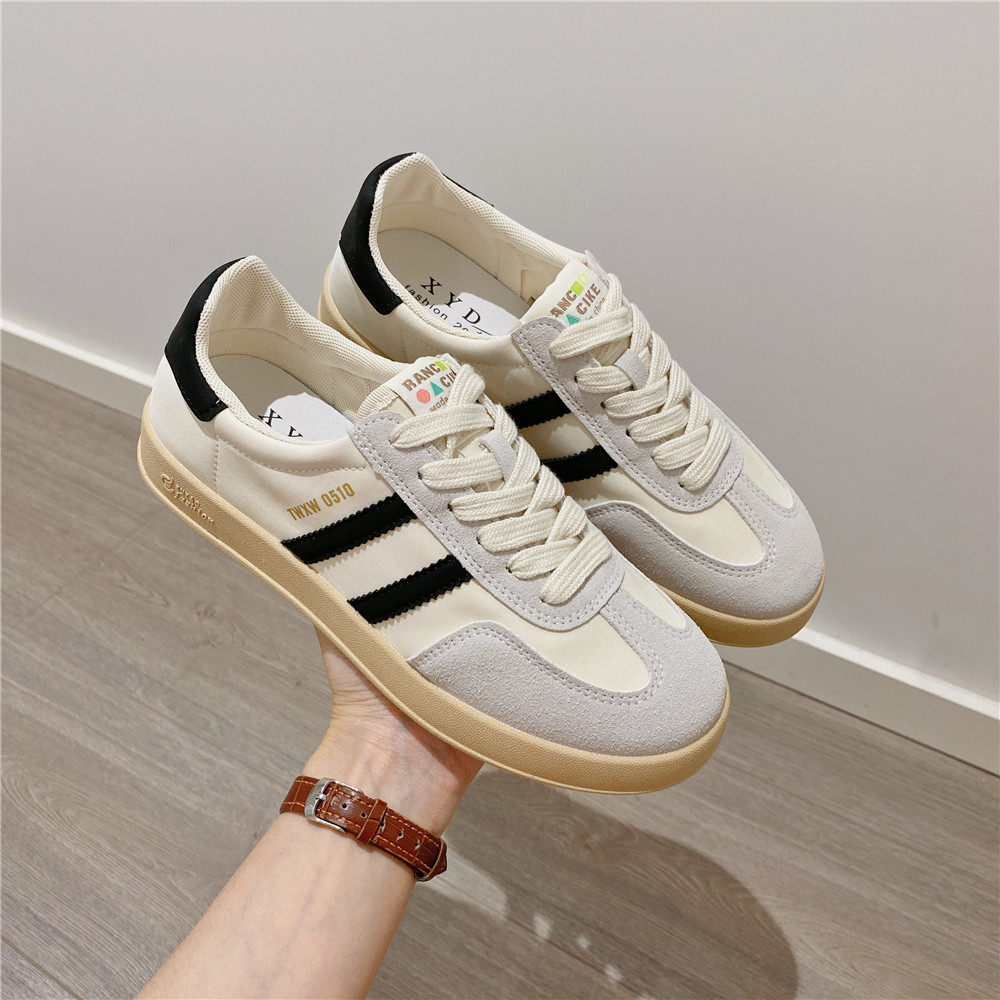 系带德训鞋平底小白鞋女2024夏季新款韩版休闲鞋板鞋学生运动鞋女