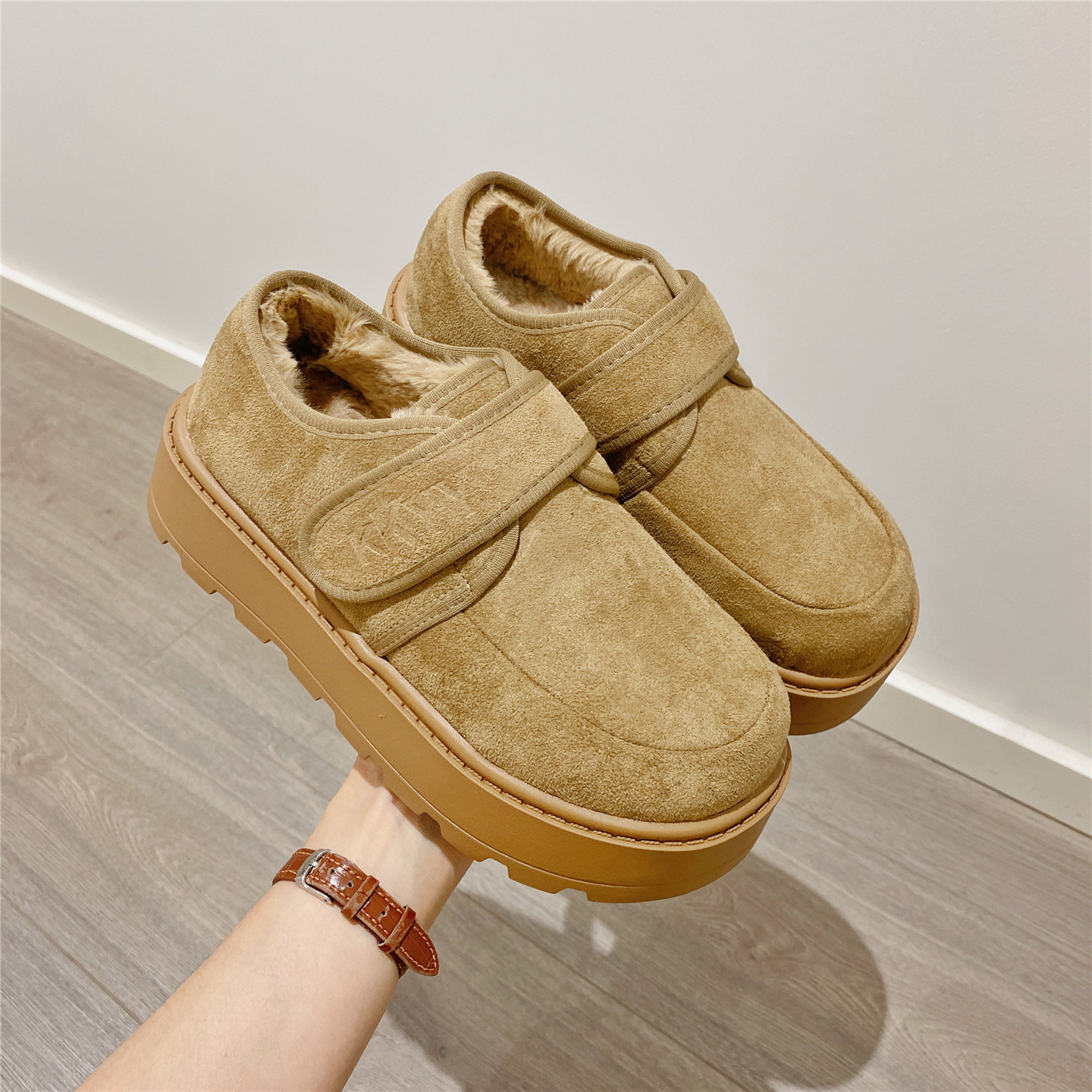 复古勃肯鞋厚底松糕单鞋女雪地鞋2025冬季新款软底加绒保暖棉鞋女