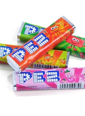 现货瑞典儿童糖果pez欢乐缤纷水果含片糖草莓柠檬覆盆子分享条68g