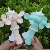 儿童学生便携式 手压风扇双头玩具独角兽仙人掌可爱卡通手动小风扇