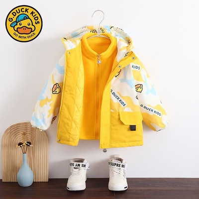 小黄鸭2025新款儿童冲锋衣三件套