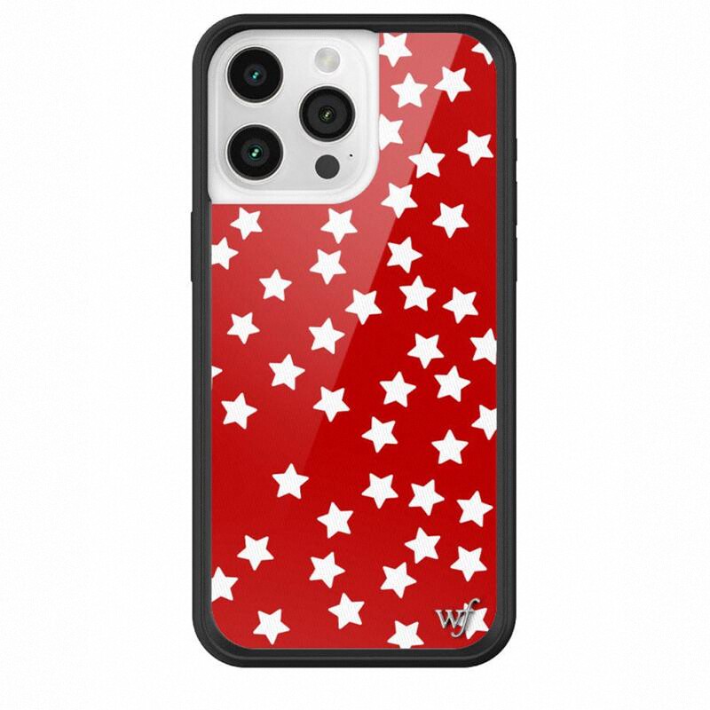 wildflower美国代购红色五角星星 iPhone15ProMaxWF全包硬手机壳