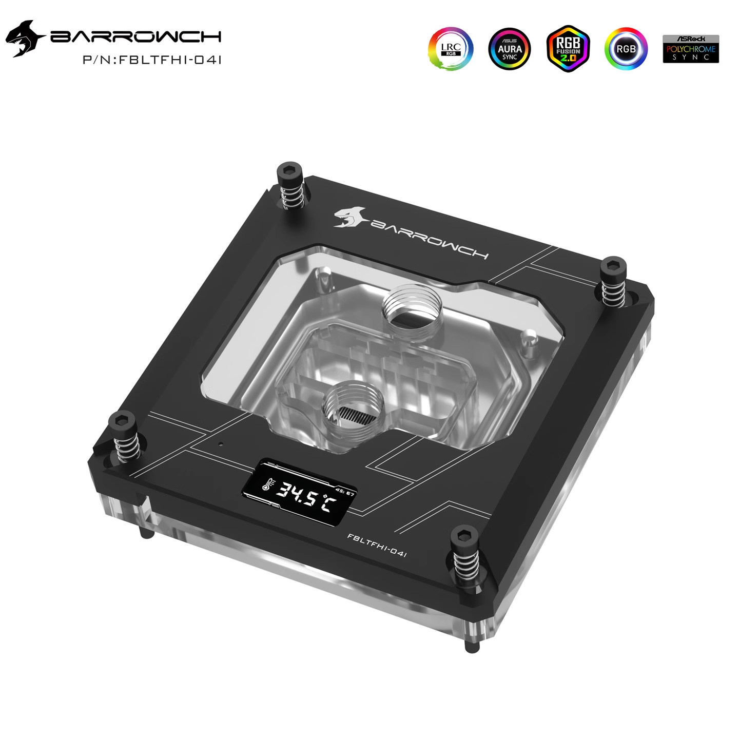 Barrowch 数显CPU水冷头兼容115X/X99/X299/1700平台FBLTFHI-04I