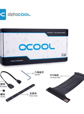 欧酷Alphacool显卡延长支架PCI-E转接线竖装 90°垂直GPU幻彩支架