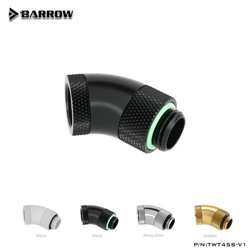 Barrow G1/4 45度 双旋转转接座 旋转弯头 TWT45S-V1  亮银 银色 - 封面