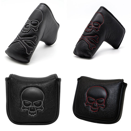 通用款个性骷髅高尔夫球杆套 杆头套 半圆大头推杆套球头帽套磁性