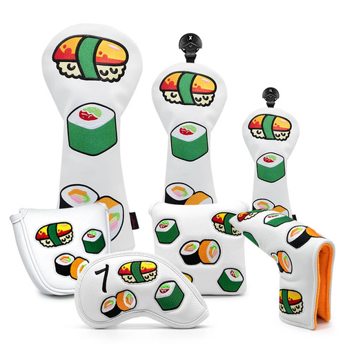 韩单 寿司图案高尔夫球杆套杆头套 一号木杆套 球杆保护套 推杆套