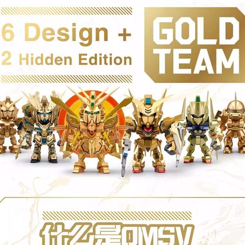 正品万代QMSV MINI GOLDTEAM金色战队系列盲盒高达手办桌面摆件