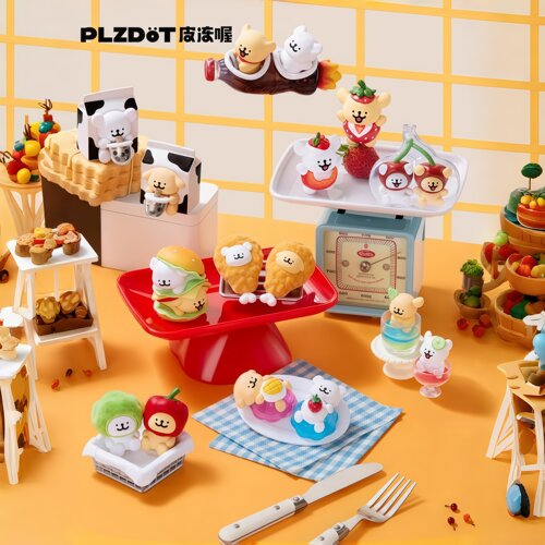 PLZDOT线条小狗盲盒快餐店系列