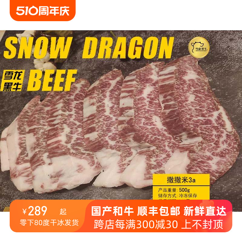 雪龙和牛撒撒米3a 500g烤肉生牛肉生鲜雪花霜降儿童牛排包邮