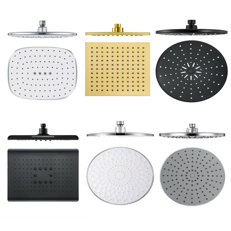 洛斯洗澡顶喷花洒单头ABS满天星方椭圆形淋浴喷头增压黑白灰金银
