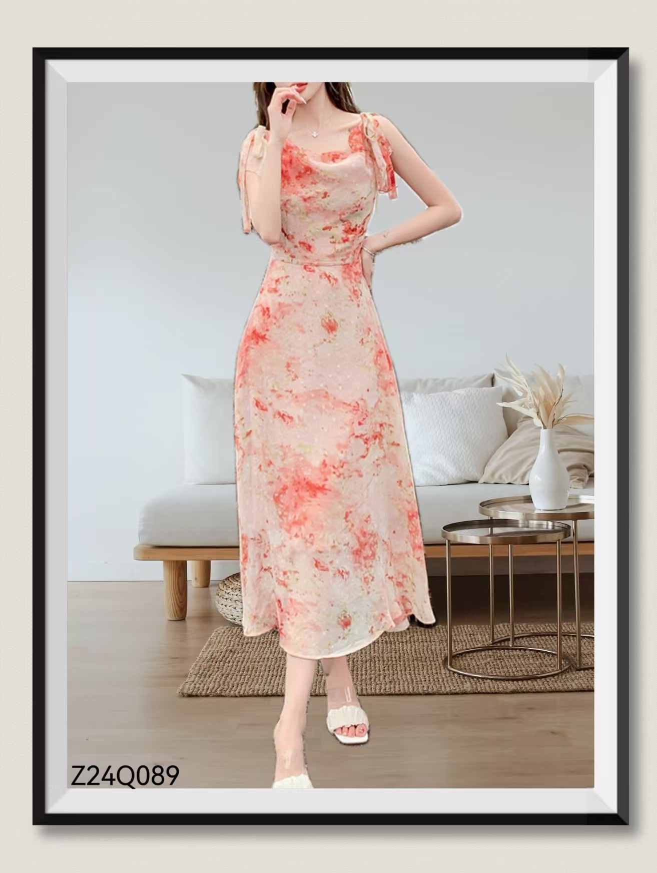 珍思薇尼2024年新款夏季红色圆领短袖连衣裙拼接雪纺小仙女吊带裙