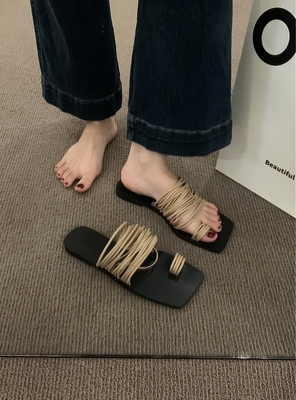 拖鞋平底沙滩鞋小众罗马套趾凉鞋