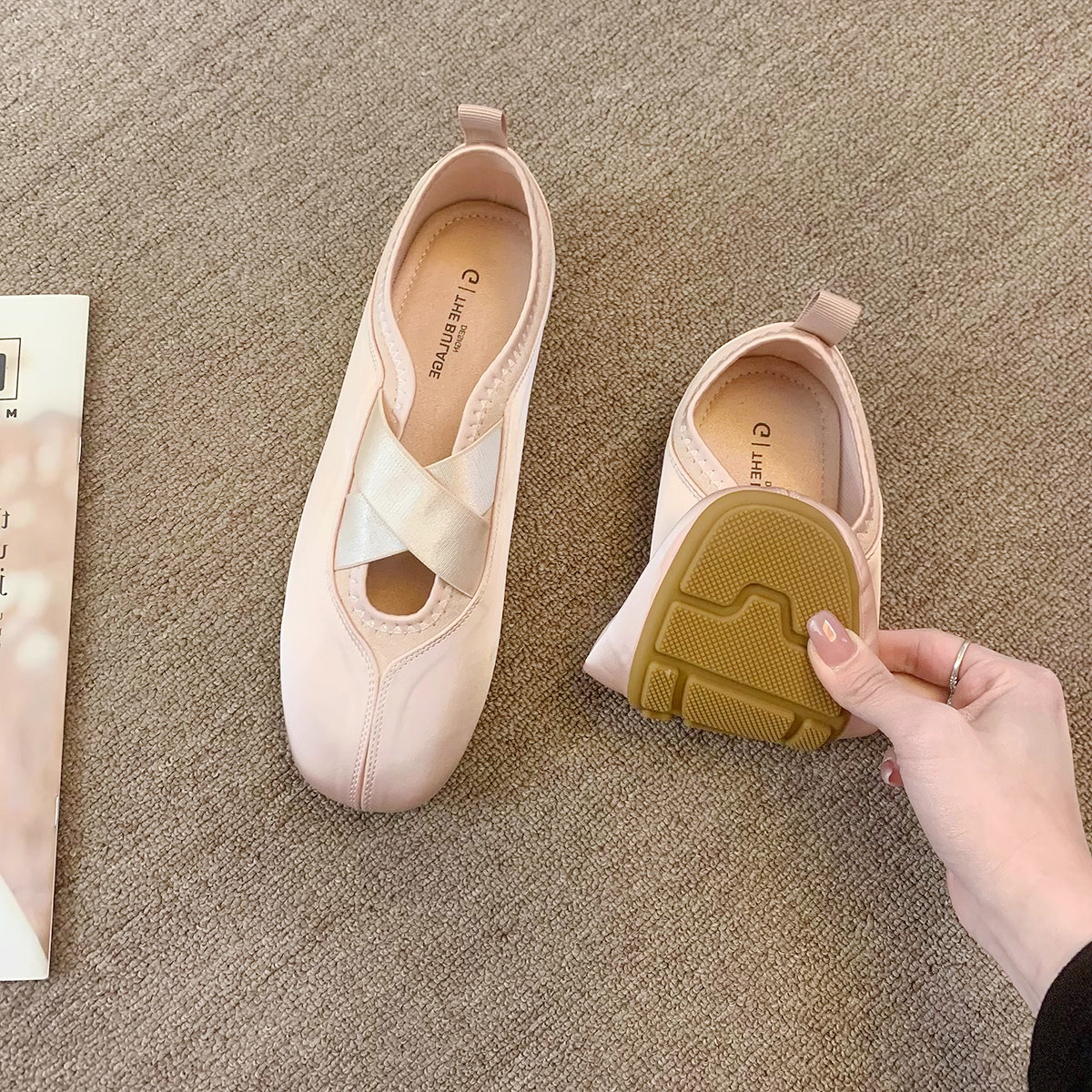 粉色仙女温柔芭蕾舞单鞋女平底外穿2025年新款日系复古软底跳舞鞋