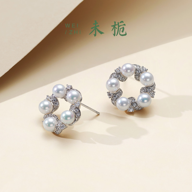 【甜甜圈】未栀 天然淡水极光珍珠耳钉女S925银耳饰耳环女礼物